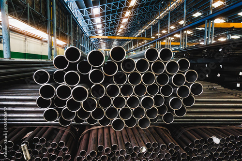 Fototapeta high quality Galvanized steel pipe or Aluminum and chrome stainless pipes in sta