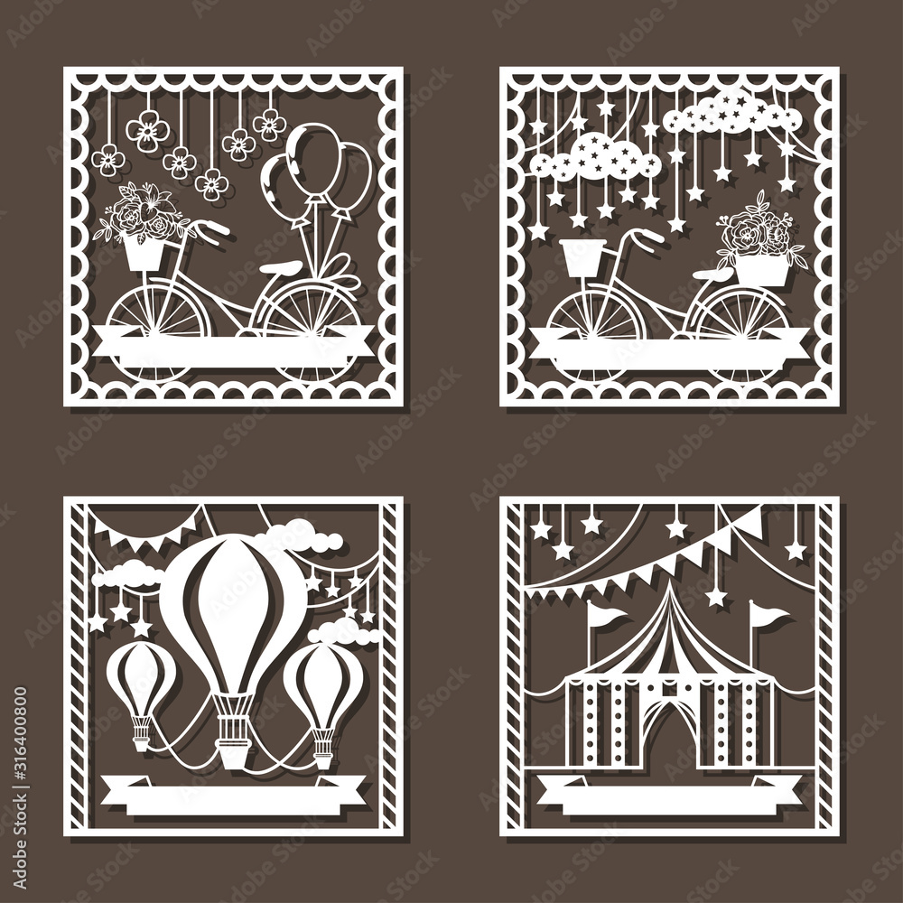 Fototapeta premium Beautiful Floral Cut File Elements