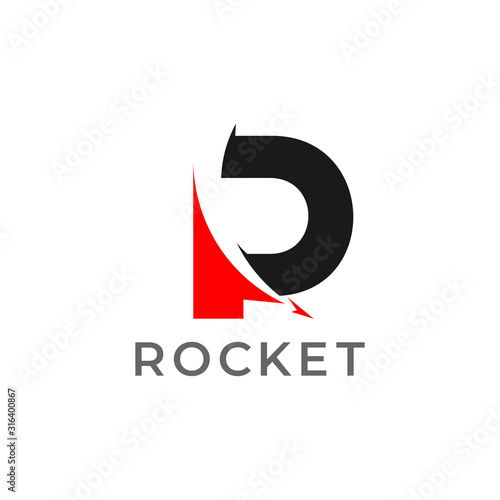 symbol vector of letter r motion rocket arrow geometric design