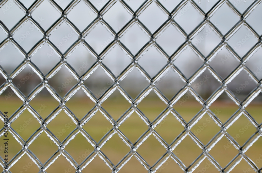 Fototapeta premium icy chain link fence