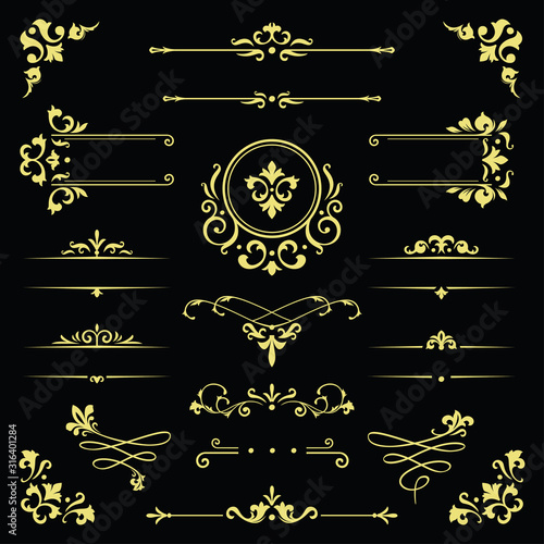 Classic ornament frame element, Vintage border illustration