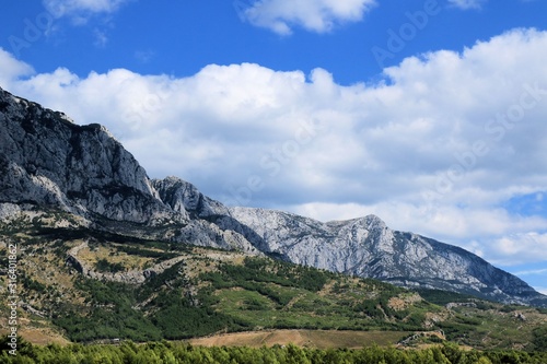 view on the Biokovo mountains near Voda and Brela, Croatia