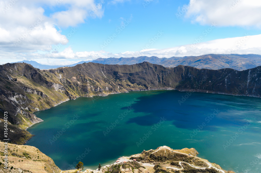 Crater of quilotoa volcano, filled with water. cotopaxi, ecuador. Crater of quilotoa volcano, filled with water. cotopaxi, ecuador.