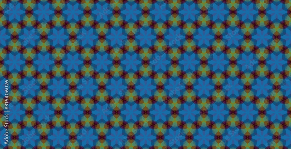 seamless pattern with triangles and blue flowers