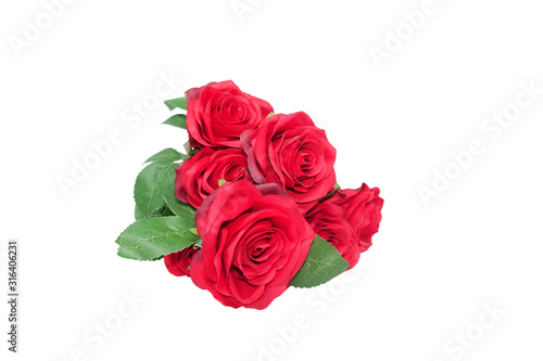 Red rose bouquet in a white background