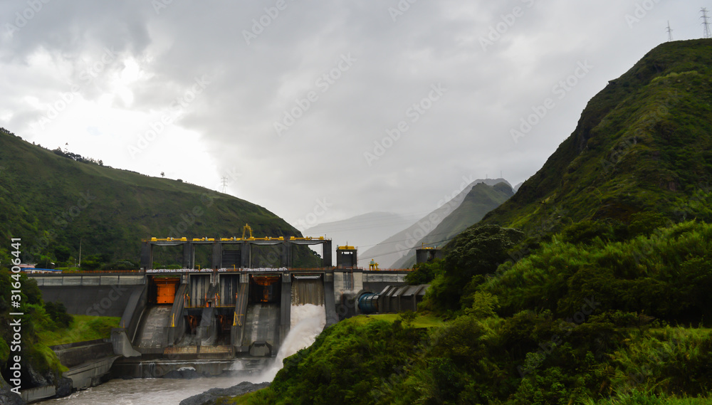 hydroelectric on the road E30, way to Banos, Ecuador. Pastaza River
