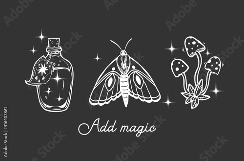 Magic elments. Hand drawn vector illustration sacred symbol.
