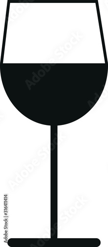Wein Glas Rotwein Schwarz Vektor Symbol Flat Design