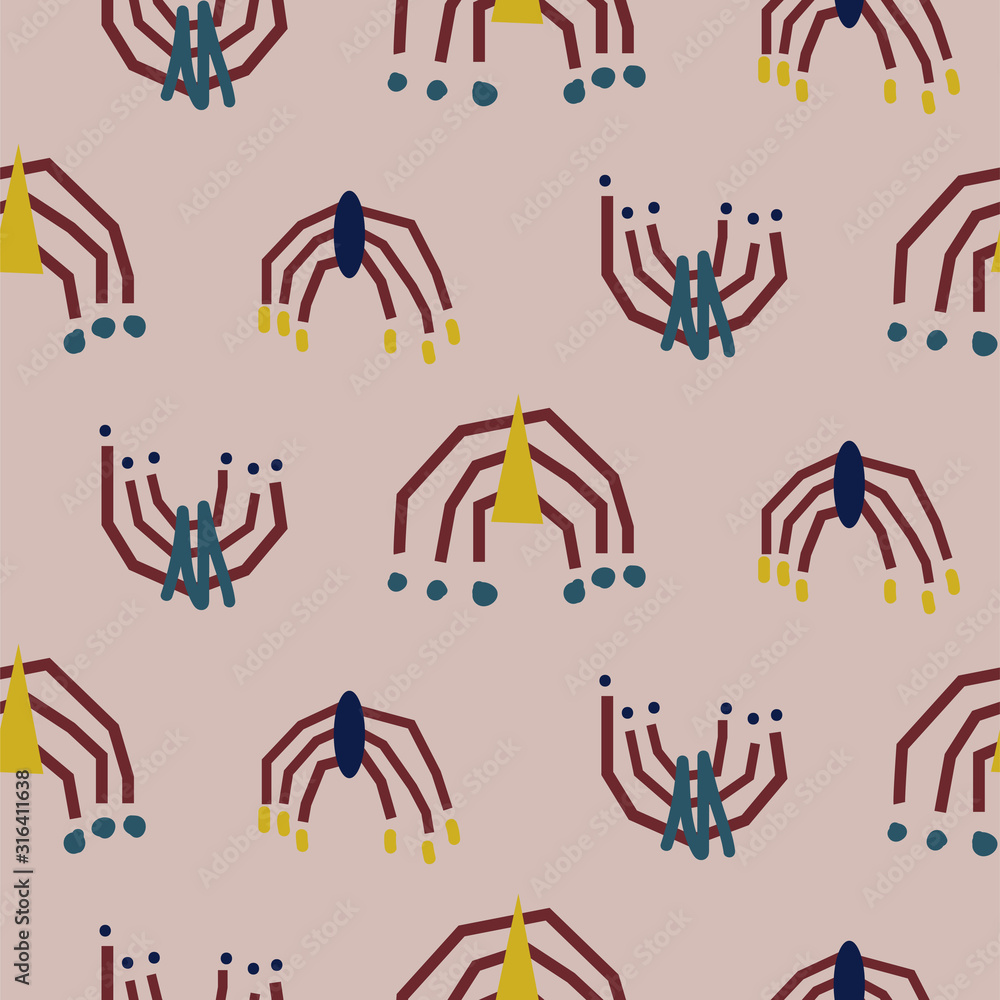 Abstract shapes cut out paper modern seamless pattern blush purple. Hand drawn rough arcs repeat background for wrap, textile and print design. Abstract shapes cut out paper modern seamless pattern blush purple. Hand drawn rough arcs repeat background for wrap, textile and print design.