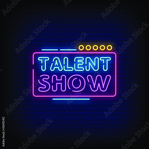 Talent Show Neon Signs Style Text Vector