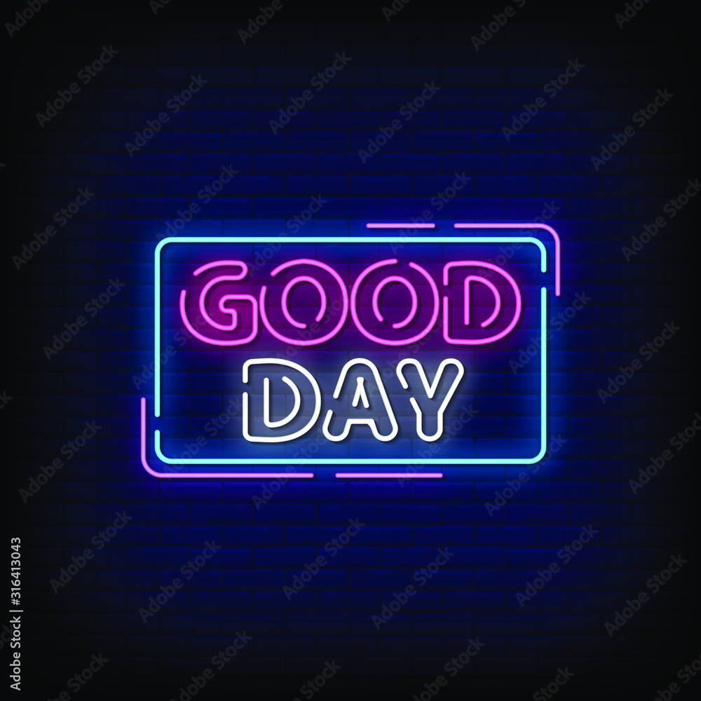 Good Day Neon Signs Style Text Vector