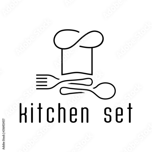 The logo about kitchen utensils, hats, spoons and forks.