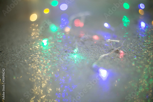  Christmas garland blurred  glowing as a background