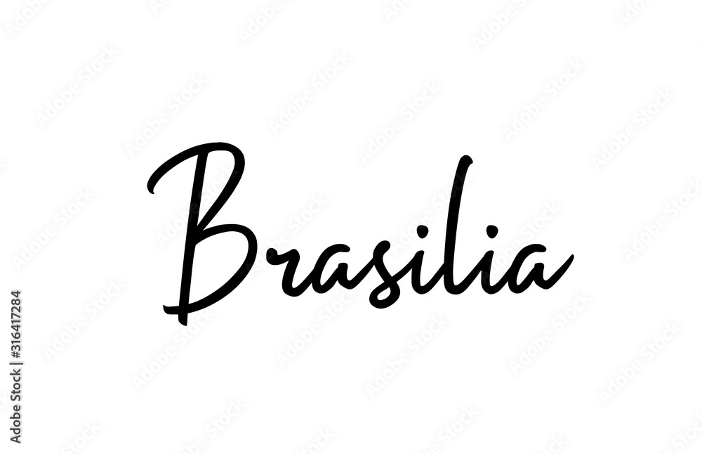 Brasilia capital word city typography hand written text modern calligraphy lettering