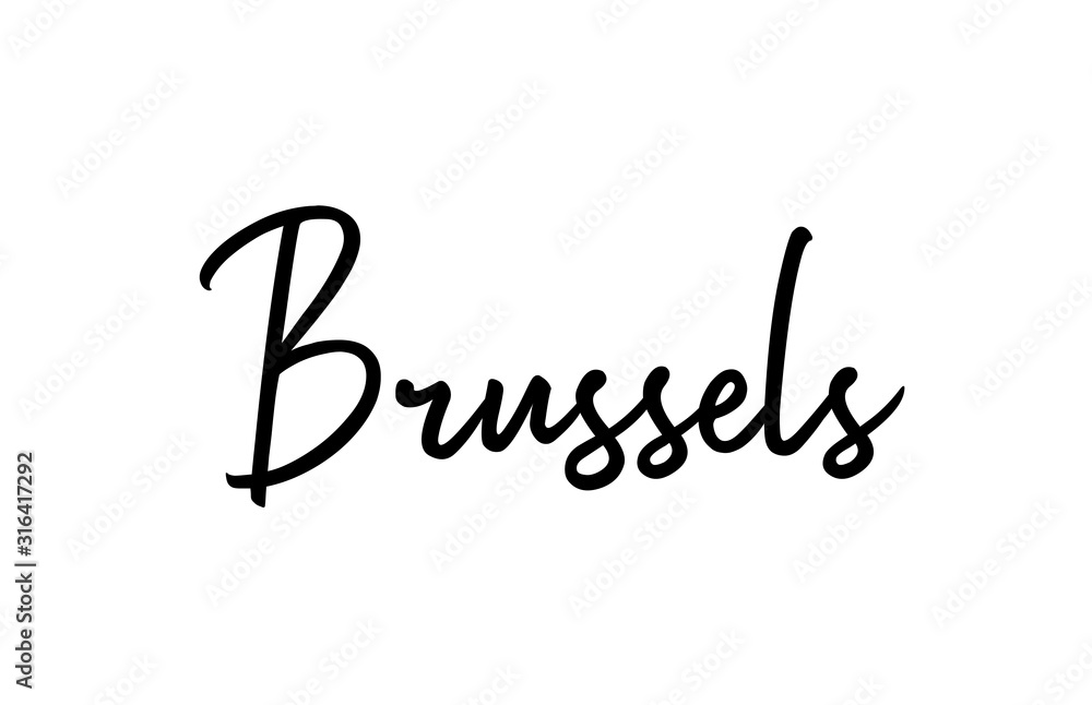 Brussels capital word city typography hand written text modern calligraphy lettering