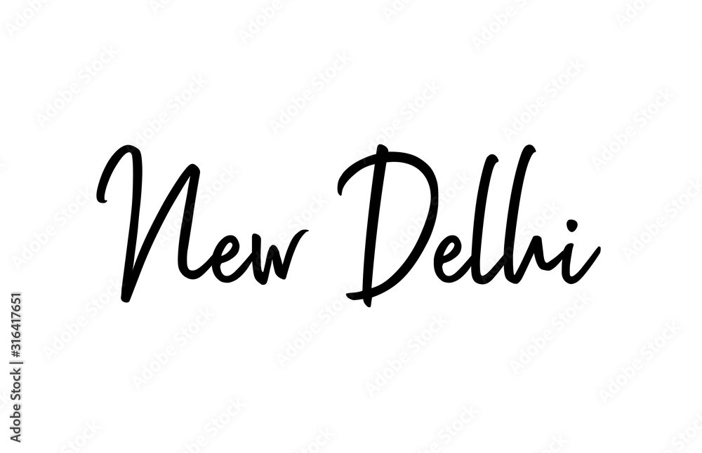 New Delhi capital word city typography hand written text modern calligraphy lettering