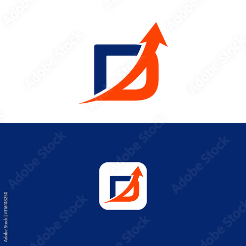 D Letter with Arrow Logo Template vector Design