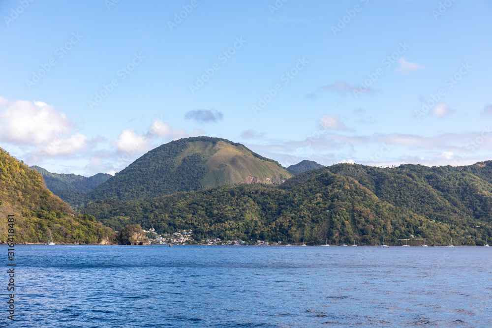 Soufriere, Saint Lucia, West Indies - View to the city from the sea