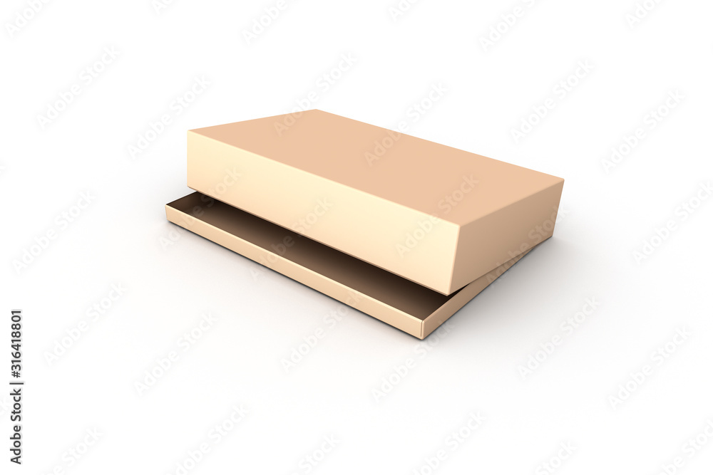 Box Mockup with Golden Yellow Color on White Box Mockup with Golden Yellow Color on White
