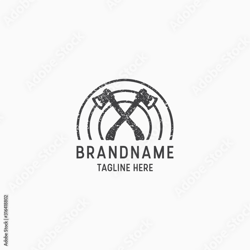 Axe throwing logo design template vector illustration