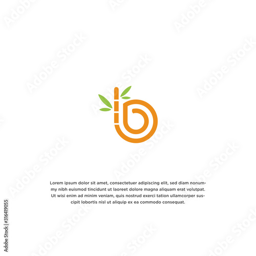 Letter B Bamboo logo design template vector illustration photo