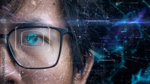 Man Wearing Glasses. Opening Eyes To Access Digital Information