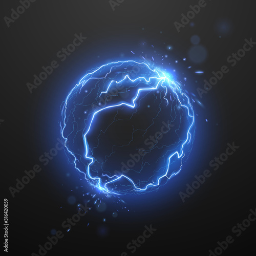 Blue ightning sphere with sparks