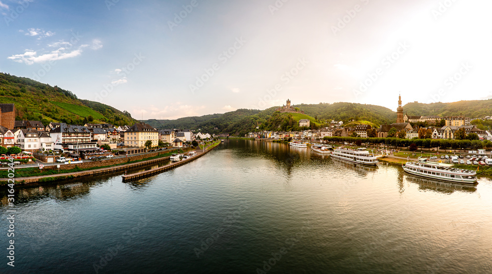 Panoramic view at the old village of Cochem, in Germany