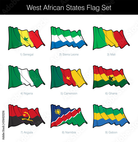 West African States Waving Flag Set