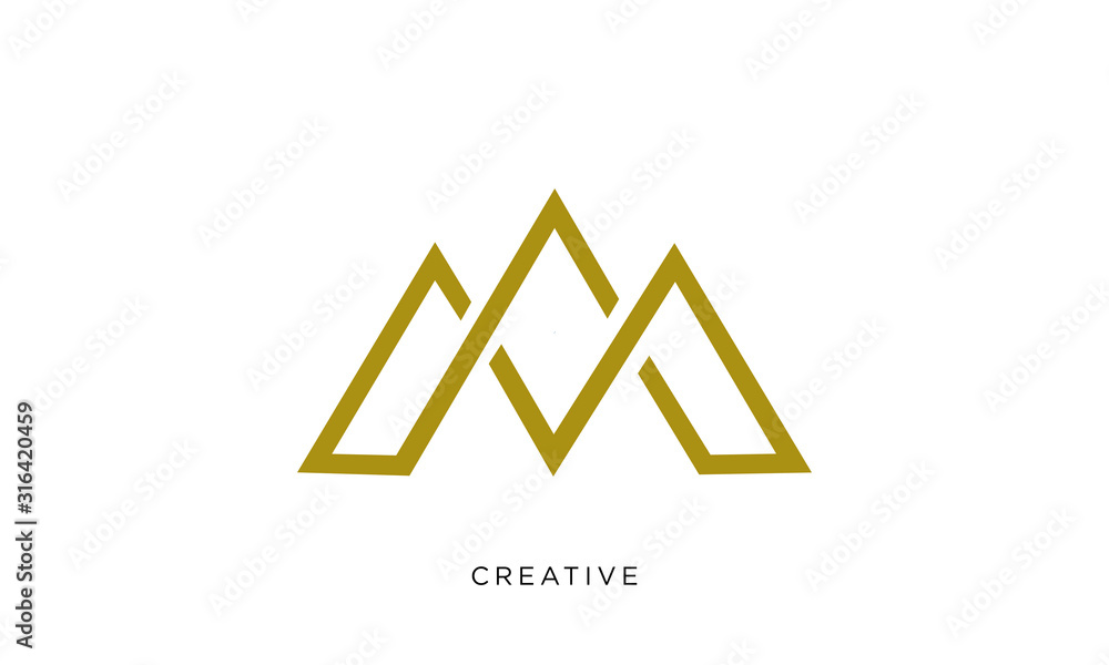 Letter M line logo design. Linear creative minimal monochrome monogram Letter M line logo design. Linear creative minimal monochrome monogram