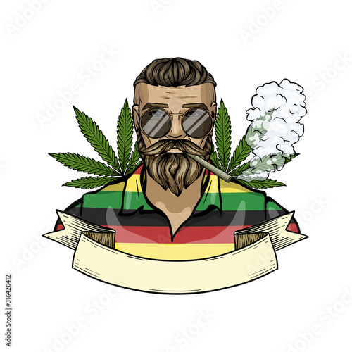 Hand drawn color sketch rastaman