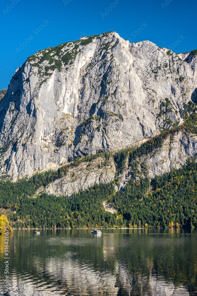 View of lake Altaussee in the Salzkammergut region. Austria