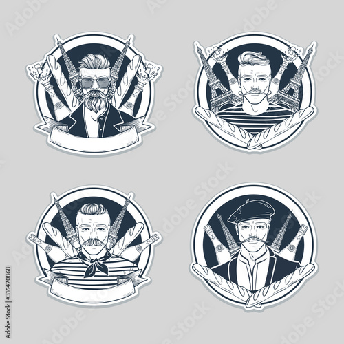 Hand drawn sketch french men