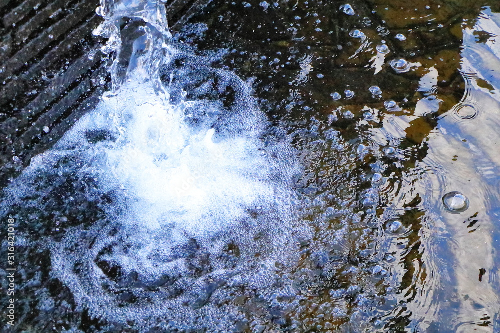 池に落ちる水流散らす水飛沫stock Photo Adobe Stock 池に落ちる水流散らす水飛沫stock Photo Adobe Stock