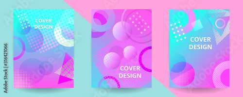Memphis modern geometric design cover templates. Trendy geometric memphis design background. Applicable for posters, banners, brochures, covers, flyers, booklets. Linear and flat design elements.