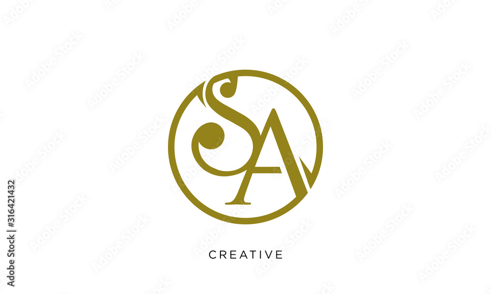 sa logo luxury design vector icon sa logo luxury design vector icon