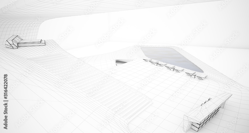 Abstract architectural white interior of a minimalist house. 3D illustration and rendering. Abstract architectural white interior of a minimalist house. 3D illustration and rendering.