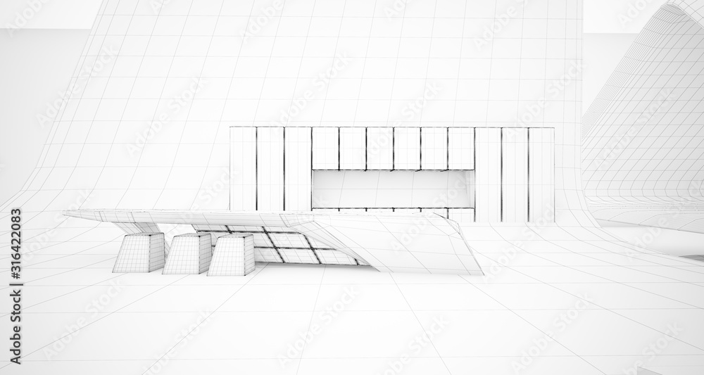 Abstract architectural white interior of a minimalist house. 3D illustration and rendering. Abstract architectural white interior of a minimalist house. 3D illustration and rendering.