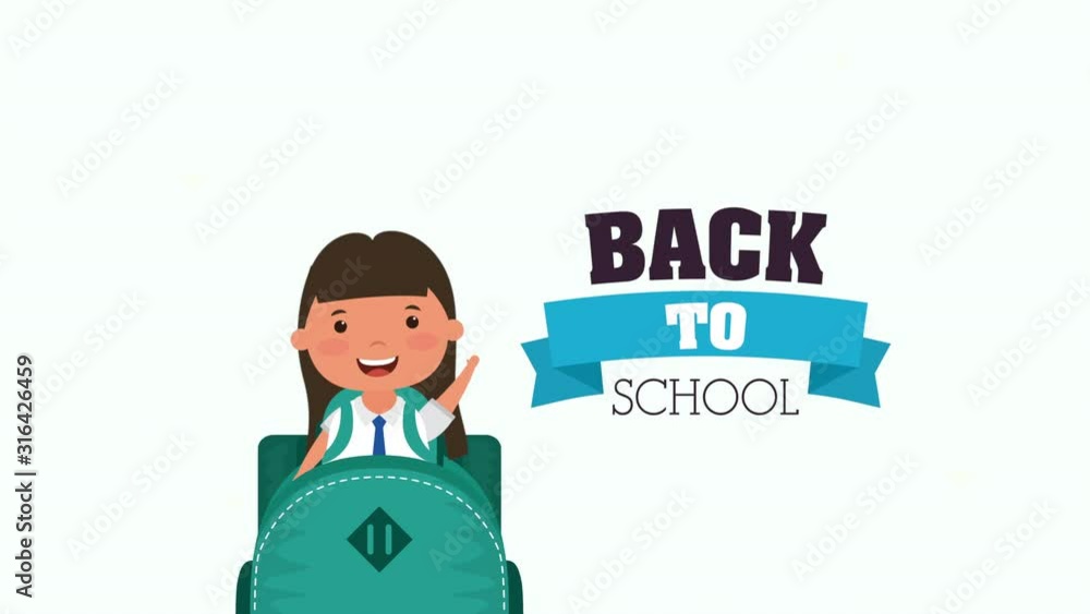 back to school season with girl in schoolbag back to school season with girl in schoolbag