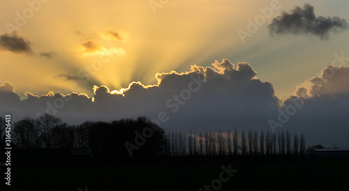 Clouds at sunset with beautiful silver lining