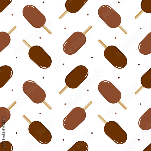 Ice cream, eskimo pie and dots seamless pattern background.