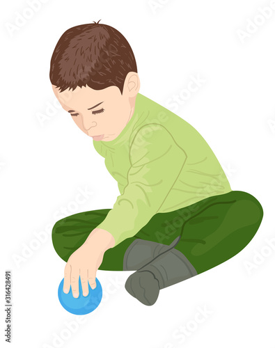 Little child plays with a toy