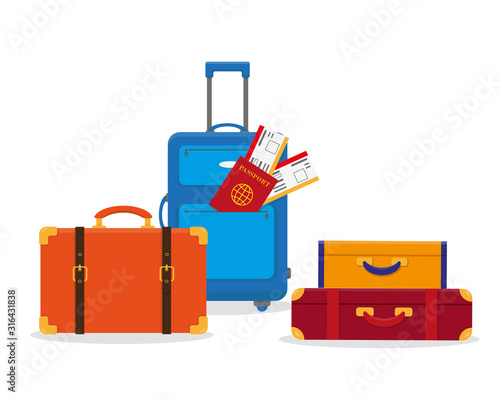 Set of travel luggage vector illustration.