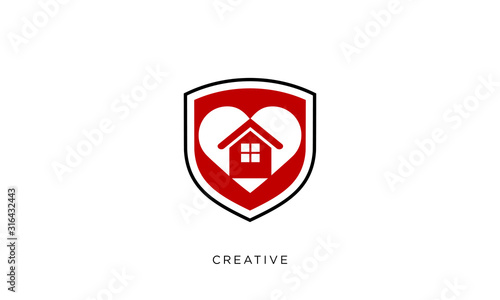 home love shield logo design vector icon Free Download home love shield logo design vector icon - GFXLoad