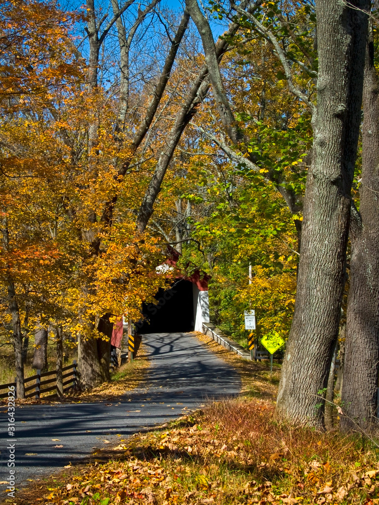 Autumn Road Covered Bridge