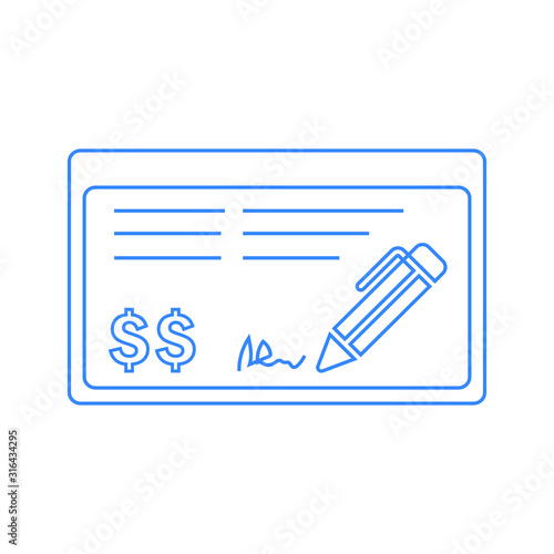 Bank check, payment icon design