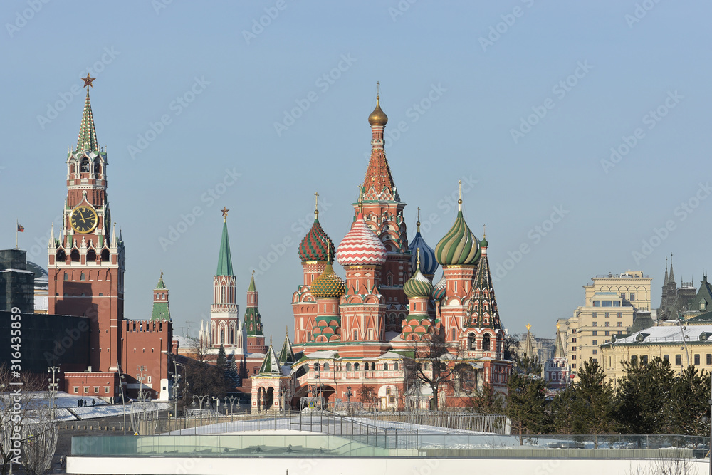 St. Basil's Cathedral in winter Moscow.