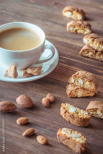 Cup of coffee with cantuccini