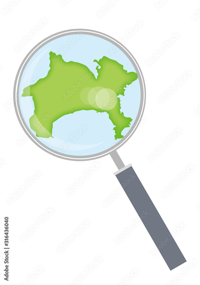 虫眼鏡と都道府県別の日本地図のイラスト 神奈川県 47都道府県別データ グラフィック素材 Stock Vector Adobe Stock