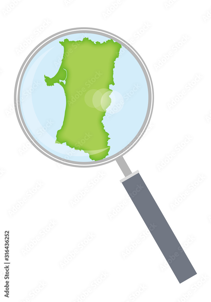 虫眼鏡と都道府県別の日本地図のイラスト 秋田県 47都道府県別データ グラフィック素材 Stock Vector Adobe Stock